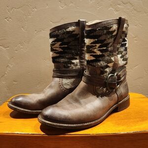 Frye Billy Navajo Blanket Boots With Patterned Wool Shaft